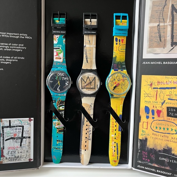 SWATCH x JEAN-MICHEL BASQUIAT TRIPTYCH Set of 3 Watch Limited Edition Moon - Picture 2 of 7